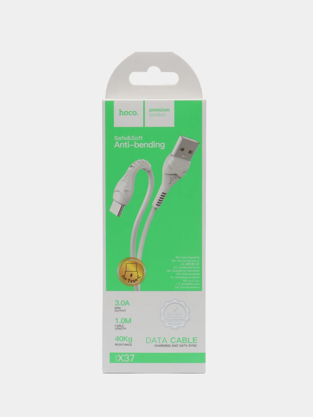 Кабель X37 Cool power charging data cable for Type-C 1M, 3.0А, white