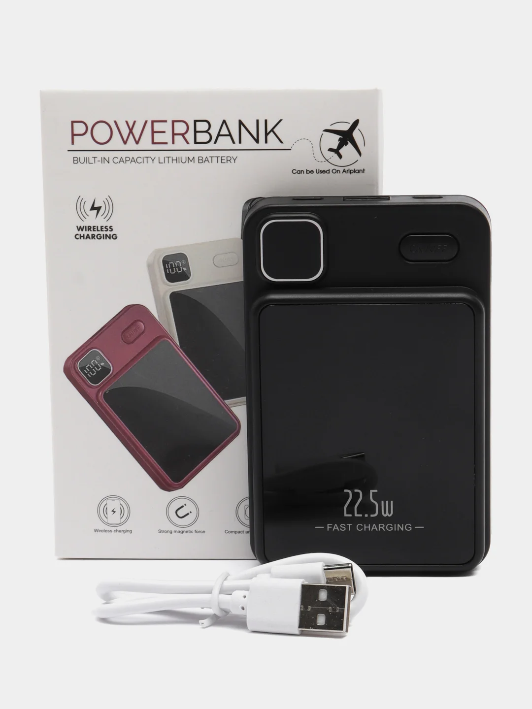 Черный внешний аккумулятор Power Bank MagSafe 5 000 mAh с быстрой зарядкой, повербанк для iPhone