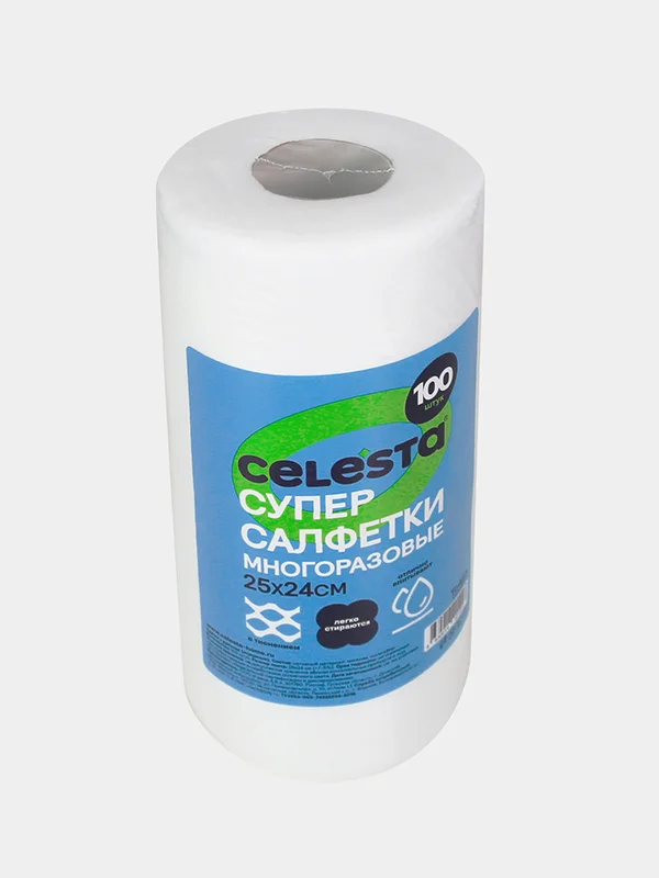 Белый супер-салфетки CELESTA многоразовые в рулоне, 100 шт