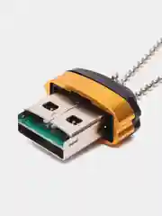 Золотой картридер для карт памяти micro SD, до 512 GB с цепочкой