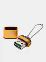 Золотой картридер для карт памяти micro SD, до 512 GB с цепочкой