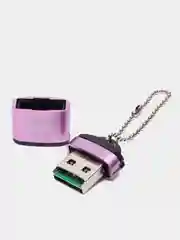 Сиреневый картридер для карт памяти micro SD, до 512 GB с цепочкой