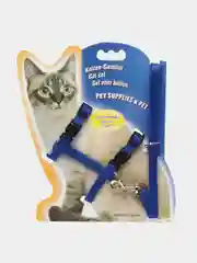 Синий шлейка с поводком для кошки