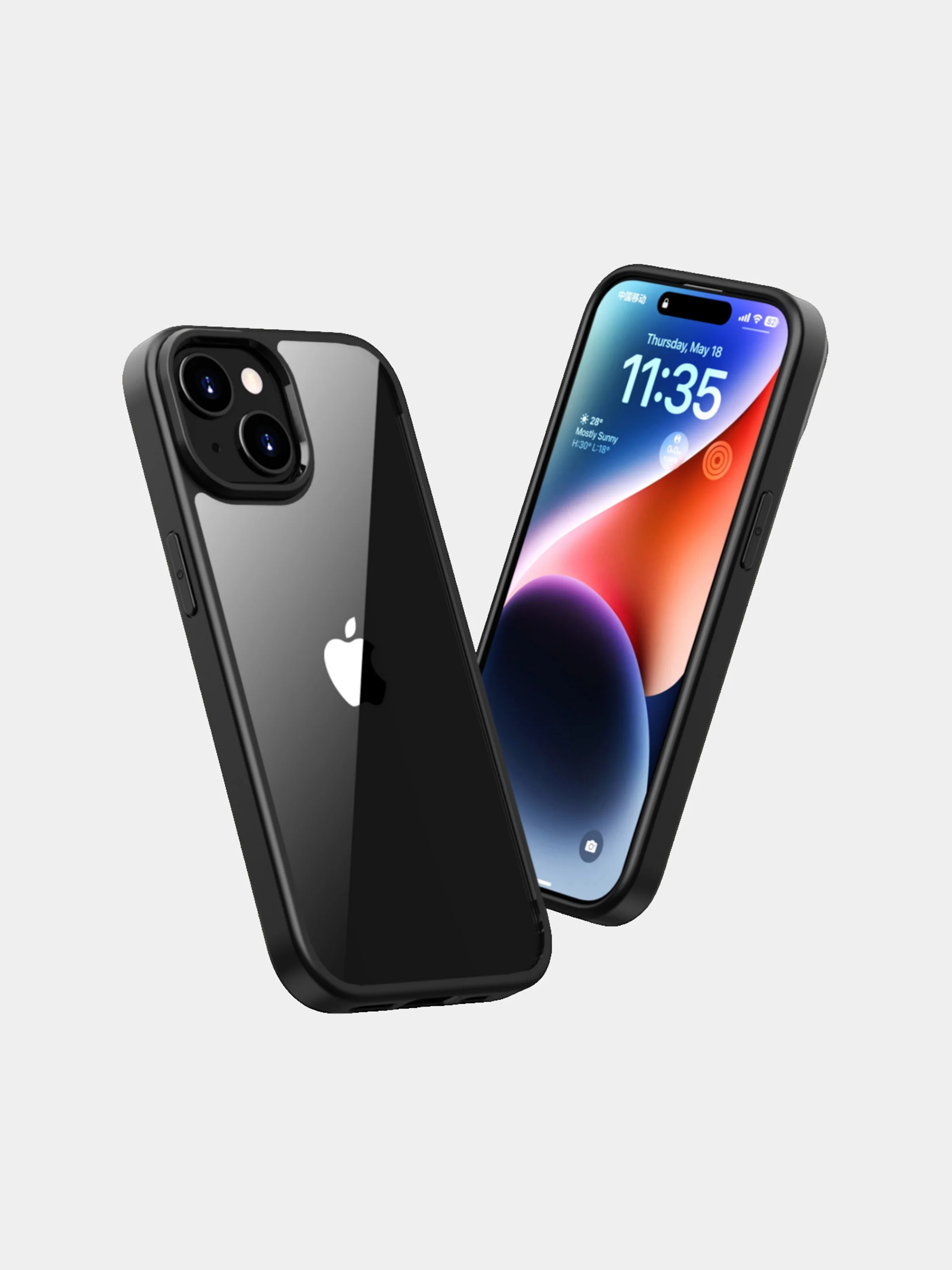 Черный прозрачный чехол для Apple iPhone 15 / iPhone 15 Plus с силиконовым кантом Crystal Case