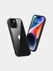 Черный прозрачный чехол для Apple iPhone 15 / iPhone 15 Plus с силиконовым кантом Crystal Case