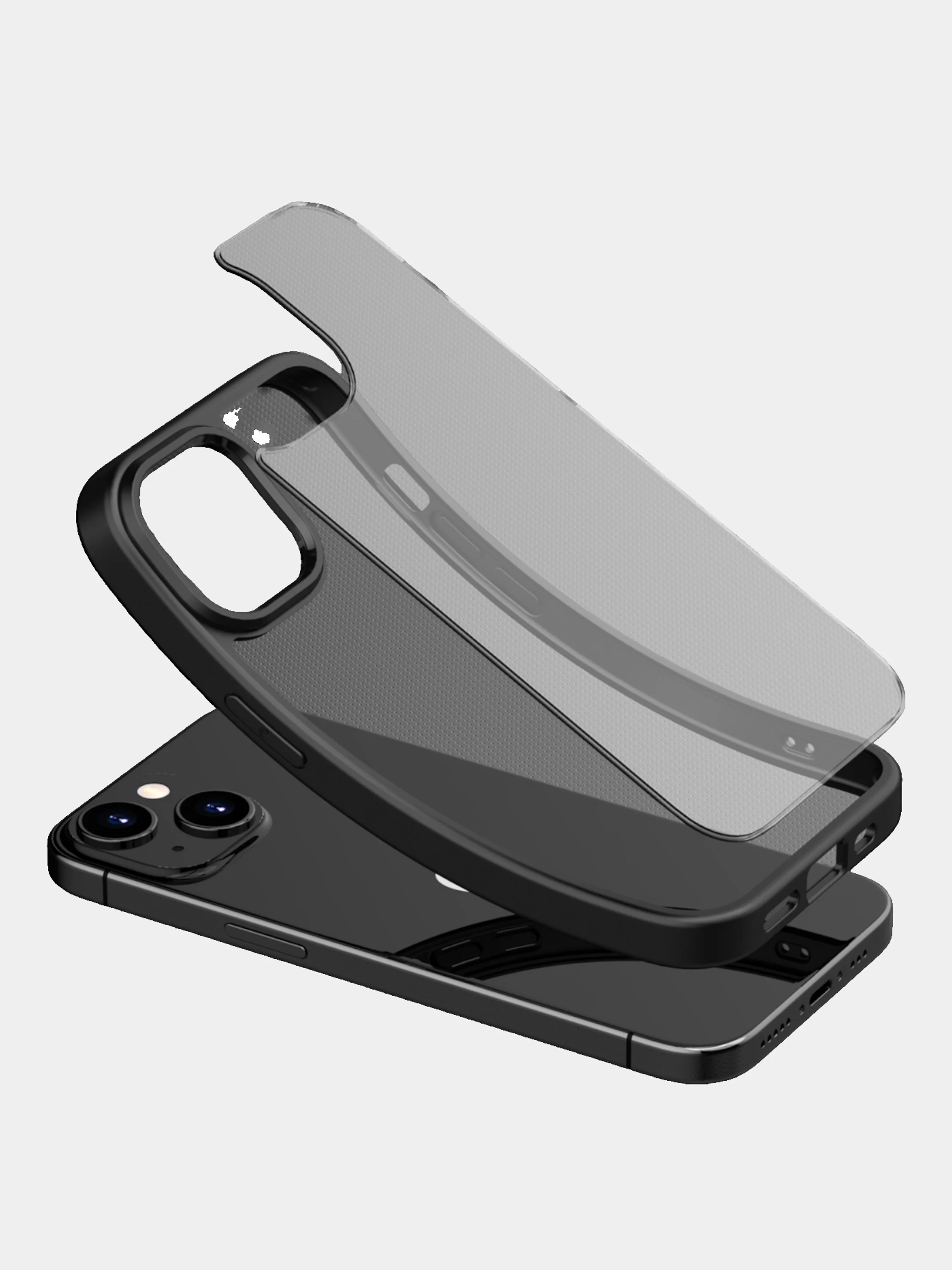 Черный прозрачный чехол для Apple iPhone 15 / iPhone 15 Plus с силиконовым кантом Crystal Case