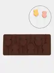 Форма силиконовая для леденцов , 9,5х24х1 см, 6 ячеек (4,2х3,3 см), с палочками, цвет МИКС