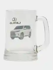 Белый подарочный набор кружек для пива "Автомобили", 2 шт 0,5л