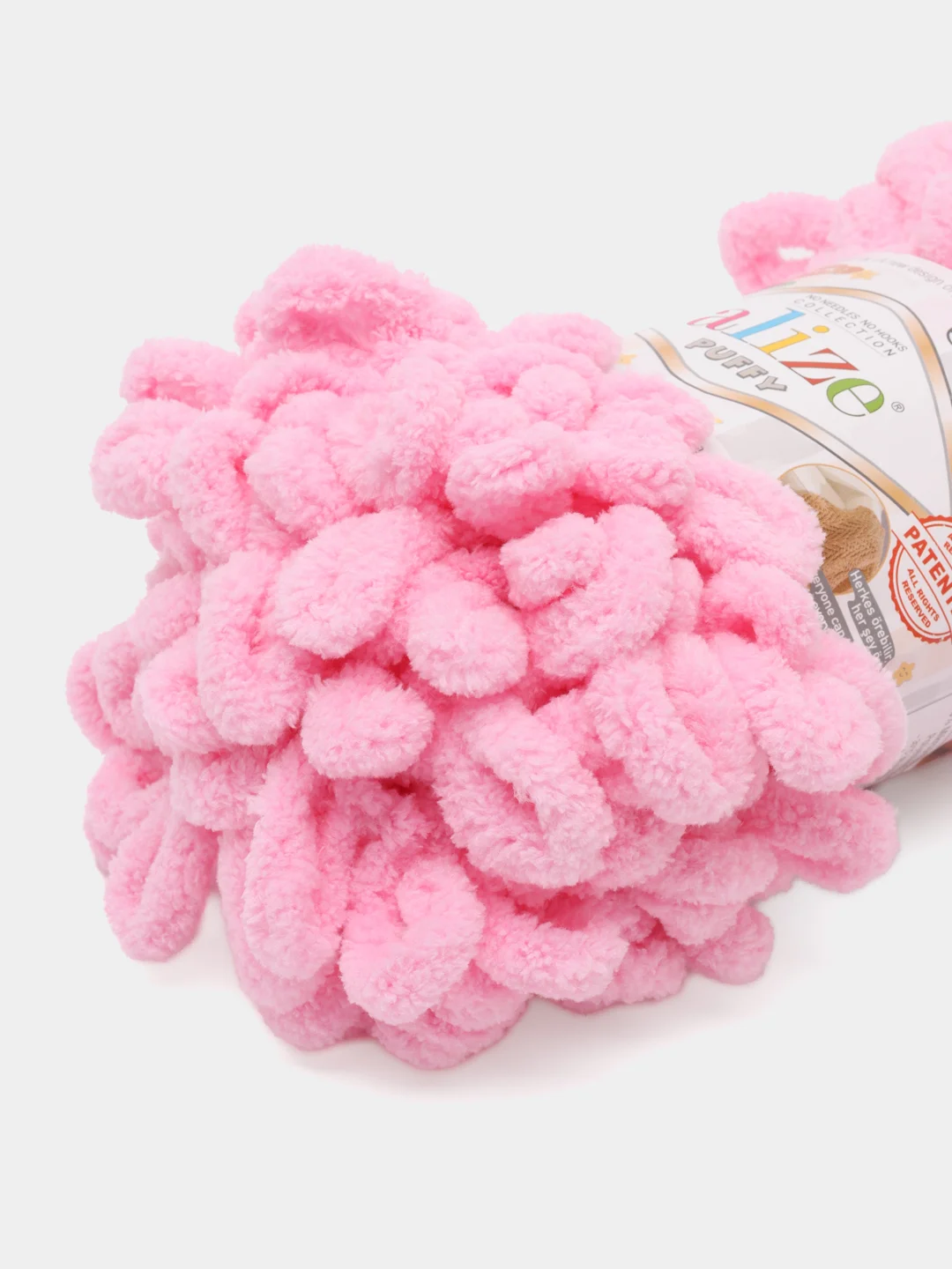 Пряжа Alize Puffy Ализе Пуффи, 5 штук, цвет 182 розовый, петельки большие