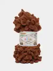 Пряжа Alize Puffy Ализе Пуффи, 5 штук, цвет 838 коричневый, петельки большие