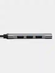 Серый usb 3.0 / Type-C - хаб, разветвитель на 4 порта, переходник HUB 3.0 концентратор