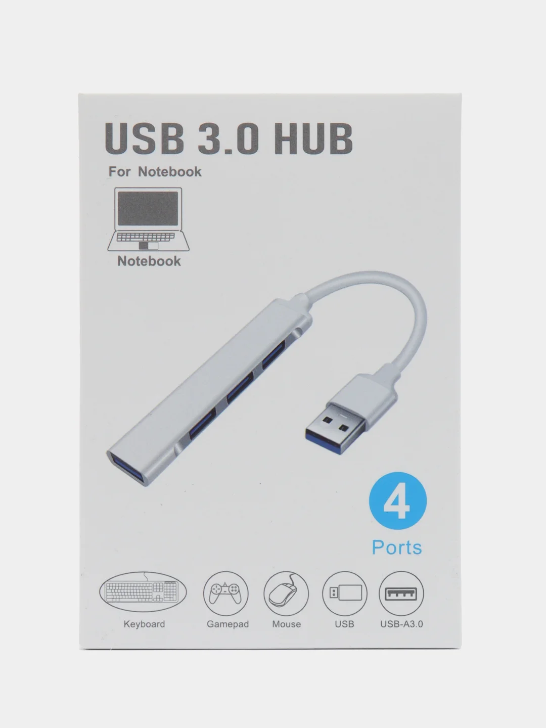 Серый usb 3.0 / Type-C - хаб, разветвитель на 4 порта, переходник HUB 3.0 концентратор