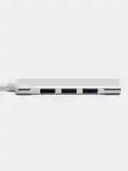 Серебряный usb 3.0 / Type-C - хаб, разветвитель на 4 порта, переходник HUB 3.0 концентратор