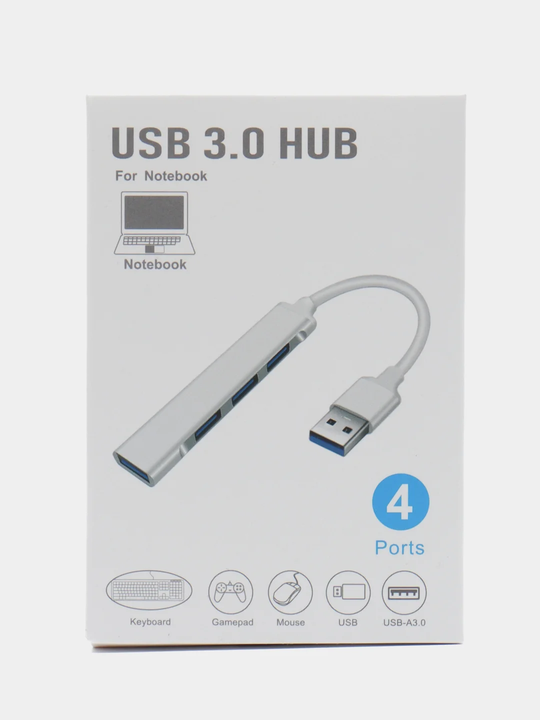Серебряный usb 3.0 / Type-C - хаб, разветвитель на 4 порта, переходник HUB 3.0 концентратор