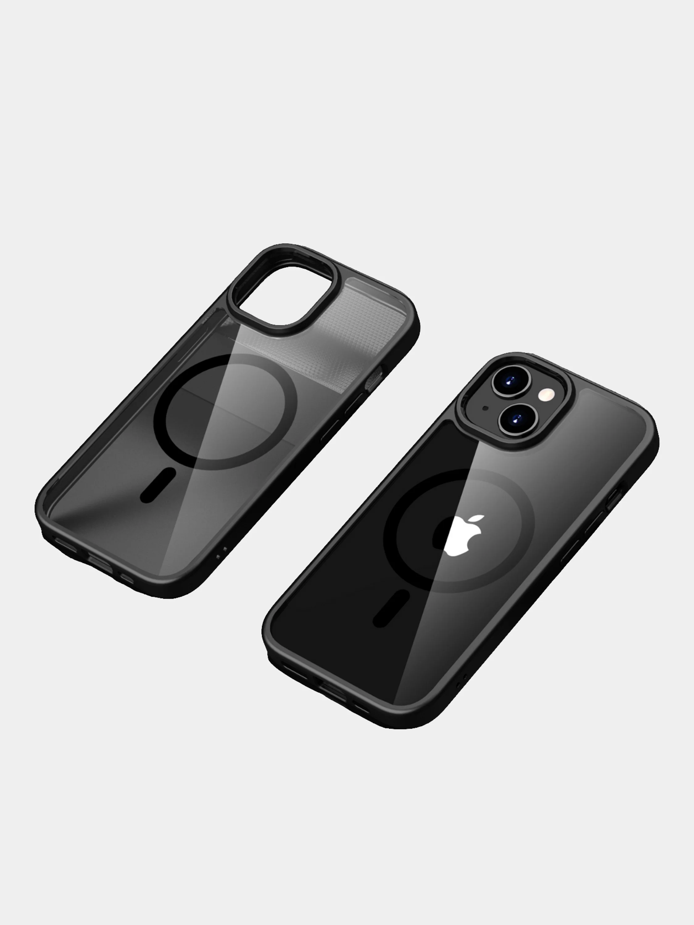 Угольный прозрачный чехол для Apple iPhone 15 / iPhone 15 Plus с силиконовым кантом Crystal Case