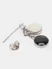 Серый металлик каффы - серьги с посеребрением