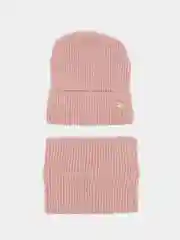 Розовый шапка и снуд