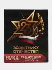 Коричневый подарочный набор для мужчин "23 февраля": гель для душа и шампунь для волос