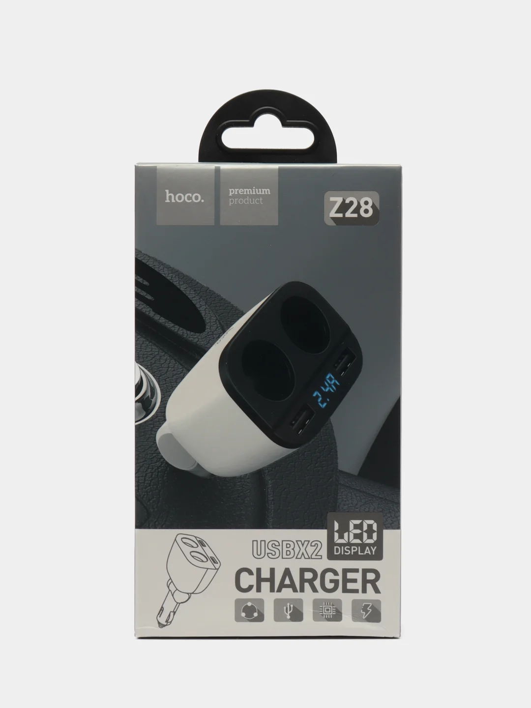 Автомобильное зарядное устройство HOCO Z28 Power Ocean с дисплеем