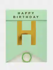 Бирюзовый растяжка бумажная на день рождения, из букв, "Happy Birthday", 16х20 см