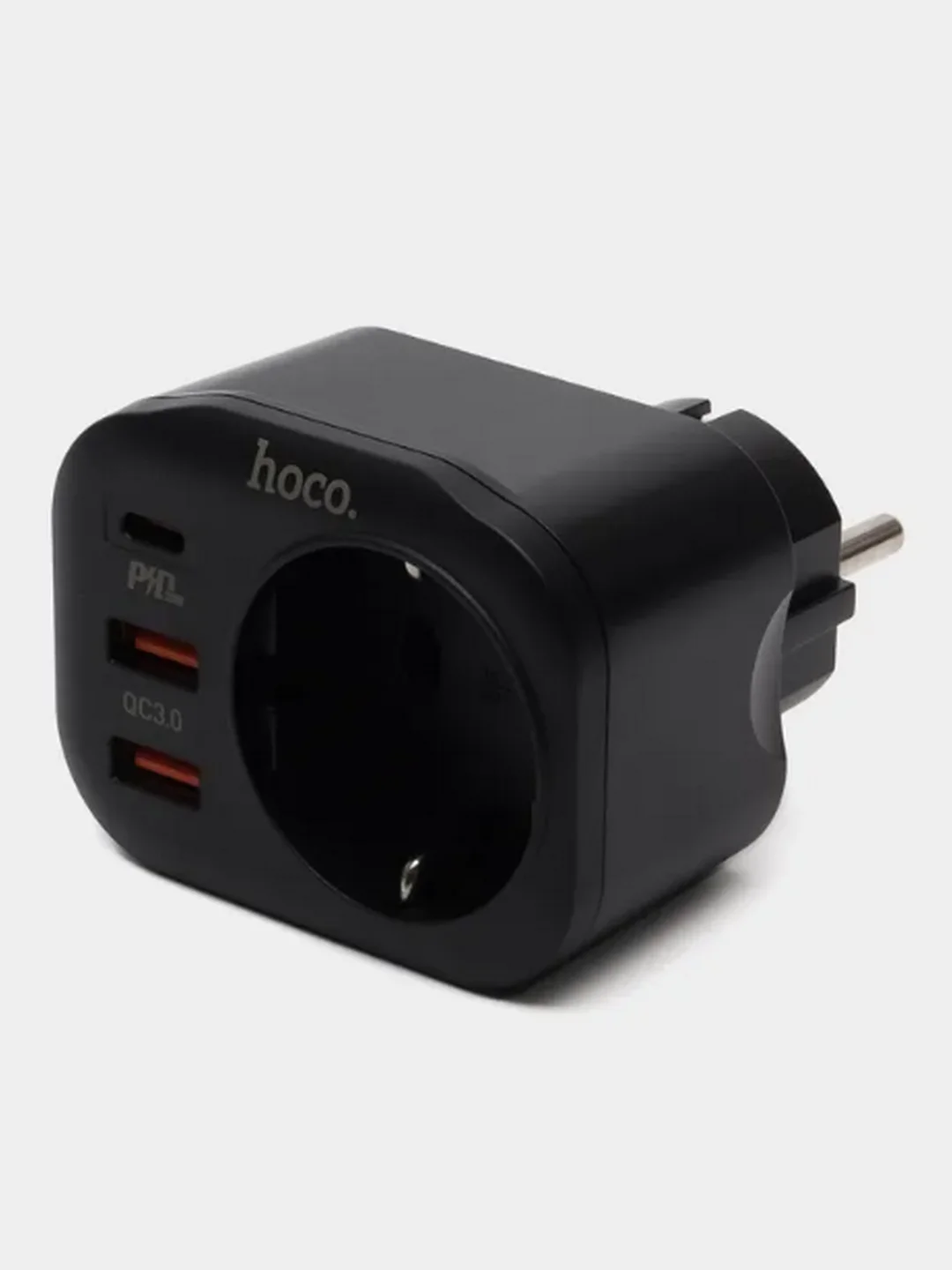 Черный сетевой фильтр Hoco NS3, 1 розетка, выходы 2xUSB, QC3.0, 18W, Type-C, PD20W