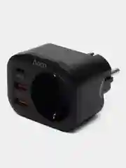 Черный сетевой фильтр Hoco NS3, 1 розетка, выходы 2xUSB, QC3.0, 18W, Type-C, PD20W