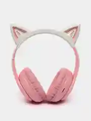 Розовый наушники беспроводные детские Premium Hoco w42, с кошачьими ушками, полноразмерные