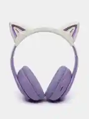 Фиолетовый наушники беспроводные детские Premium Hoco w42, с кошачьими ушками, полноразмерные