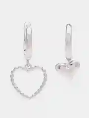 Серьги cердце, покрытые серебром 925 пробы