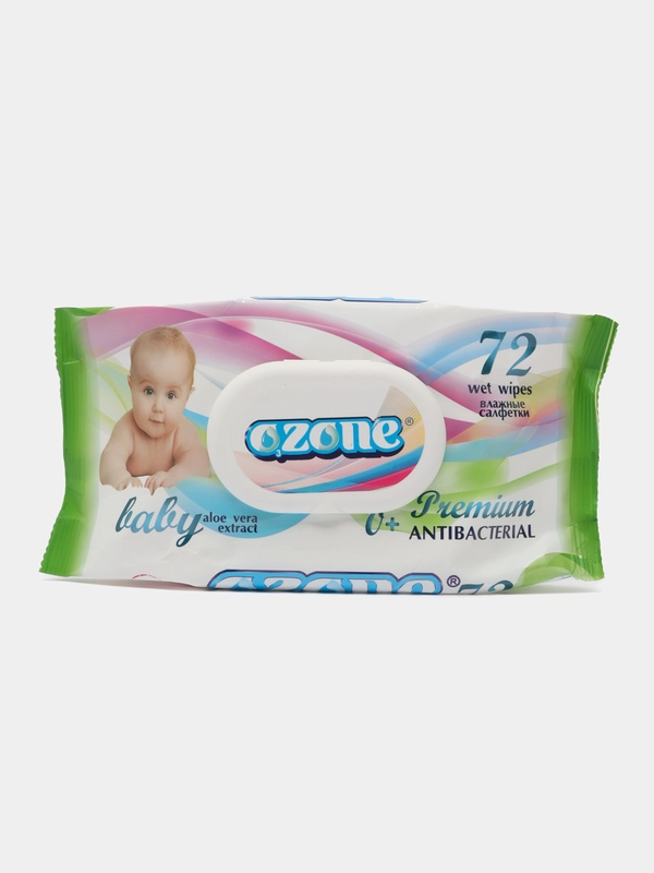 Салфетки влажные ТМ Ozone для детей с экстрактом алое с клапаном Premium (72 салфетки)