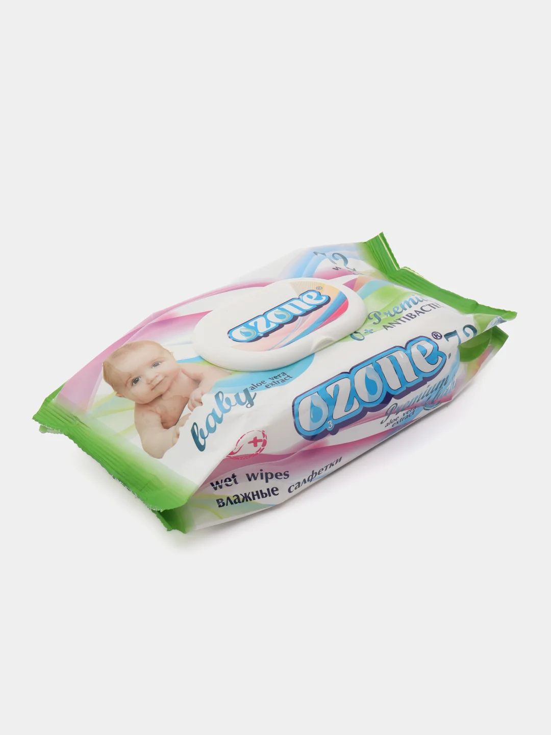 Салфетки влажные ТМ Ozone для детей с экстрактом алое с клапаном Premium (72 салфетки)