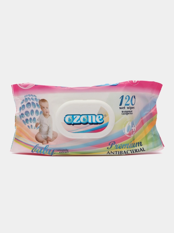 Салфетки влажные ТМ Ozone для детей с экстрактом ромашки Premium(120салфеток)