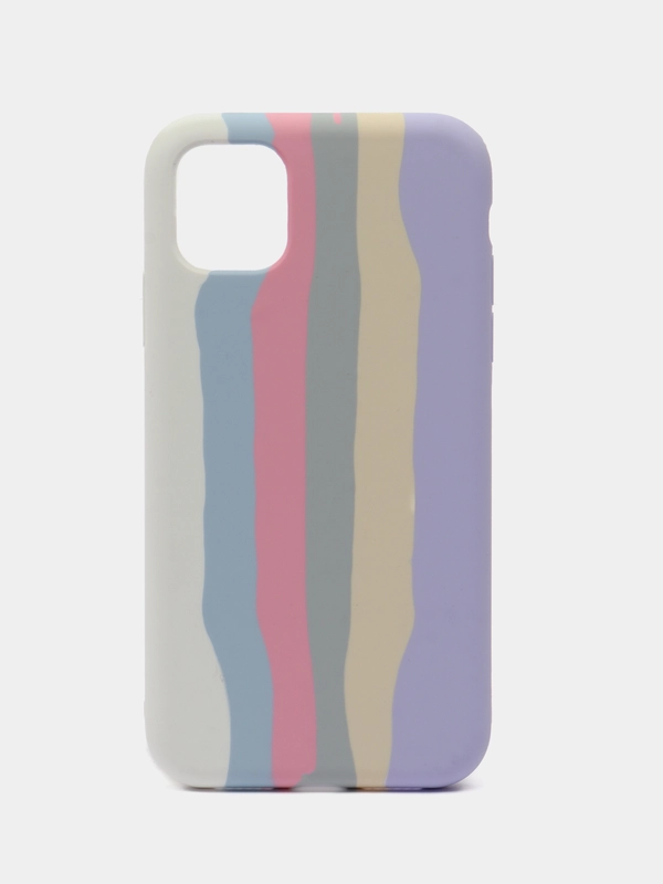 Чехол силиконовый Iphone 11  радуга Soft touch