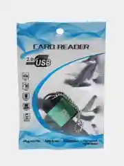 Зеленый картридер для карт памяти micro SD, до 512 GB с цепочкой