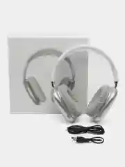 Серебряный беспроводные наушники Pods Max с чехлом, с Bluetooth, микрофоном, шумоподавление, анимация