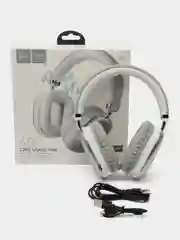 Серебряный беспроводные накладные наушники, Hoco W35 большие, Bluetooth, AUX, с микрофоном