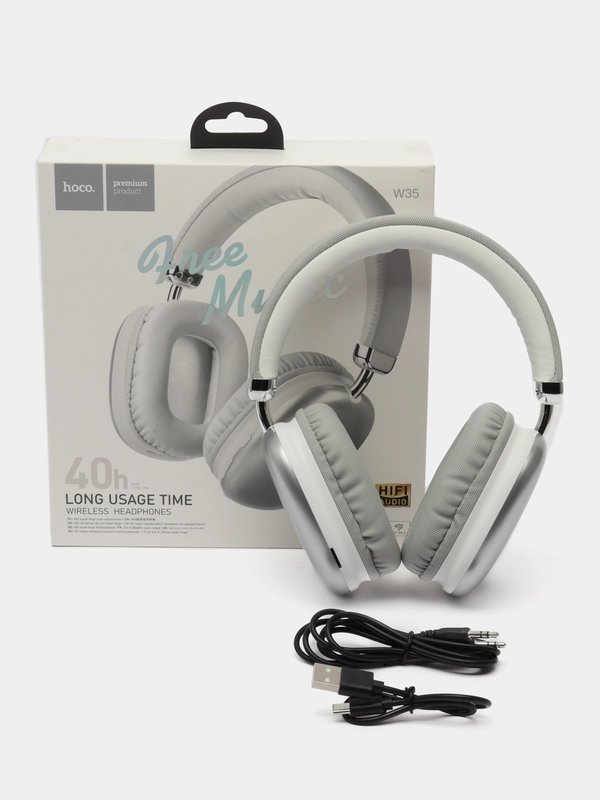 Беспроводные накладные наушники, Hoco W35 большие, Bluetooth, AUX, с микрофоном