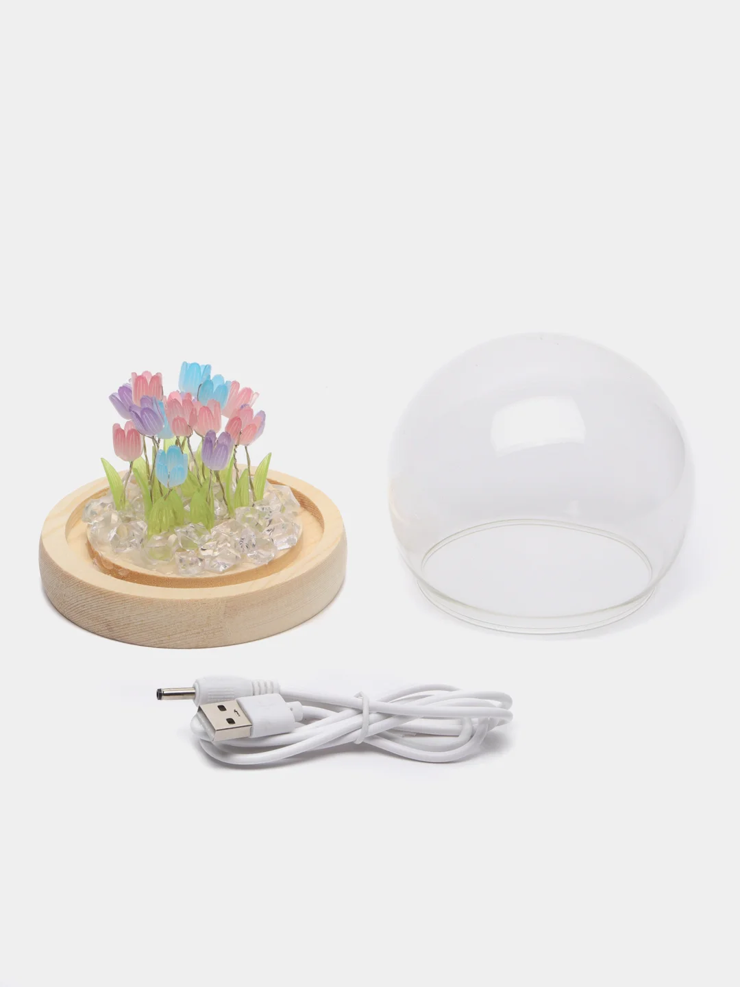 Разноцветный ночник светодиодный с тюльпанами ( USB кабель)