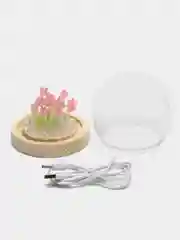Розовый ночник светодиодный с тюльпанами ( USB кабель)