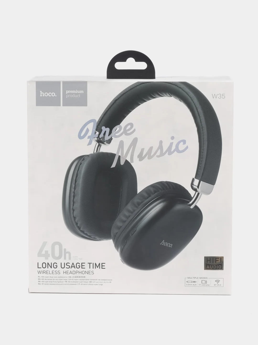 Черный беспроводные накладные наушники, Hoco W35 большие, Bluetooth, AUX, с микрофоном