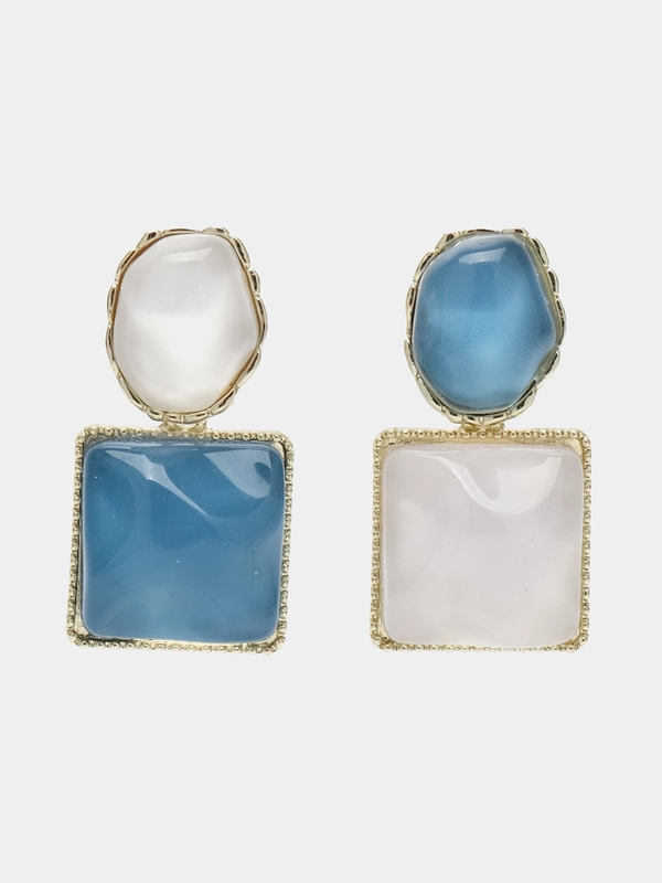 Серьги Old money асимметричные Labret, синие белые перламутровые