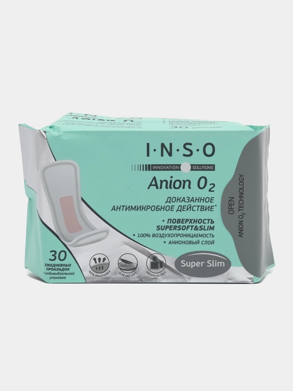 Прокладки ежедневные женские ультратонкие INSO Anion O2, большая упаковка 30 шт, 60 шт