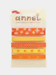 Оранжевый набор декоративных лент Annet. закладка для книг.В наборе пять атласных лент по 1 метру