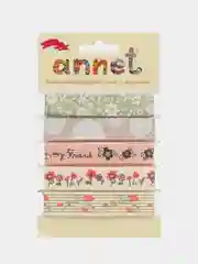 Коралловый набор декоративных лент с рисунком Annet.хлопковые ленты ширина 16мм,5 отрезов длина по 1м