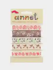 Красный набор декоративных лент с рисунком Annet.хлопковые ленты ширина 16мм,5 отрезов длина по 1м