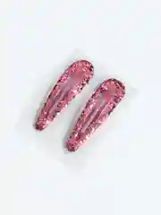 Кораллово-розовый заколки клик-клак с глиттером Пайетки, 2 штуки