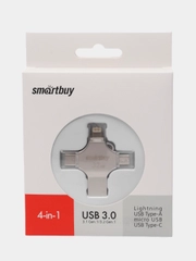 Флешка SmartBuy MC15 32/64/128GB USB 3.0, 4 в 1 Lightning + USB + Type-C + microUSB, карта памяти