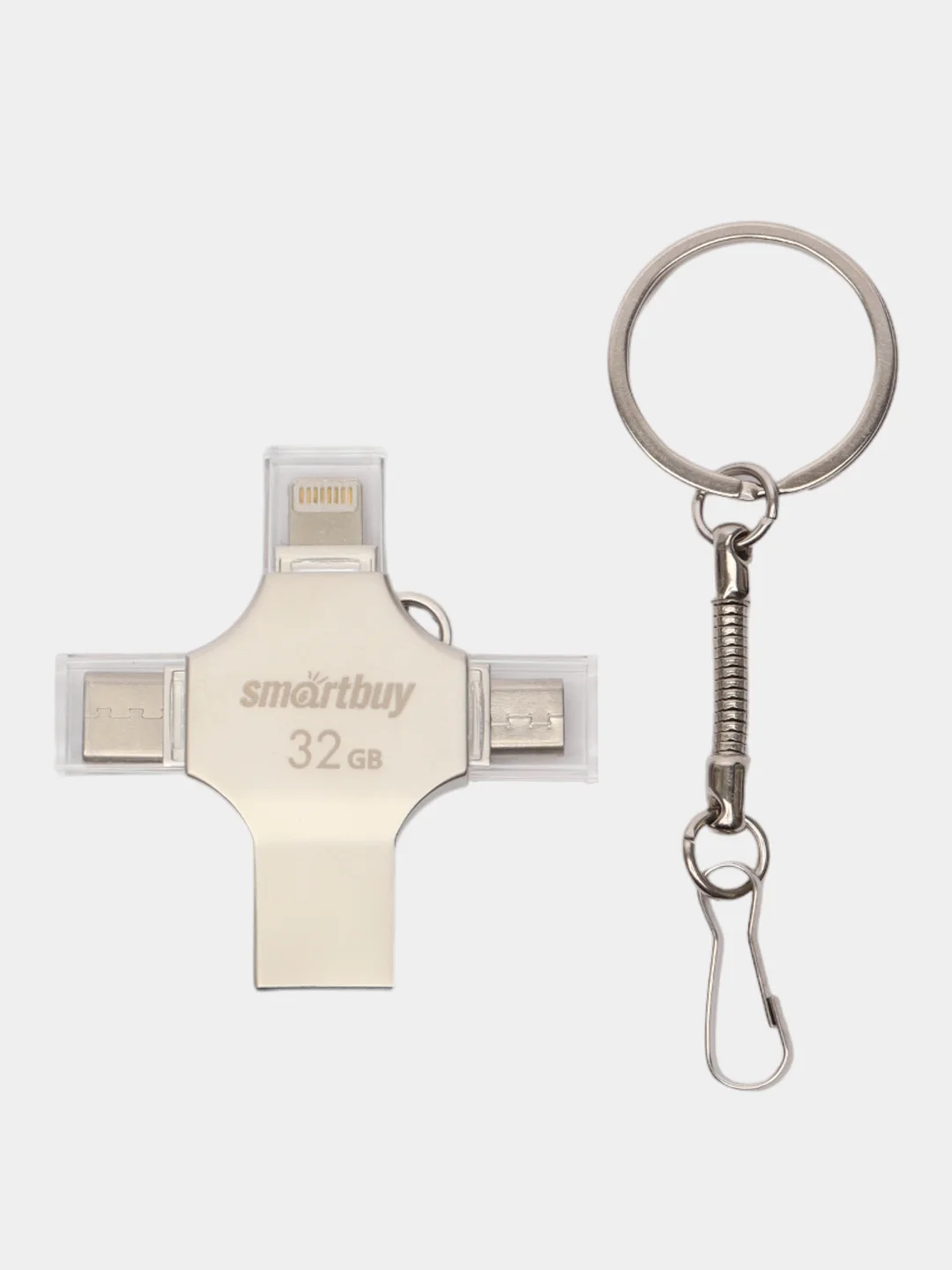 Флешка SmartBuy MC15 32/64/128GB USB 3.0, 4 в 1 Lightning + USB + Type-C + microUSB, карта памяти