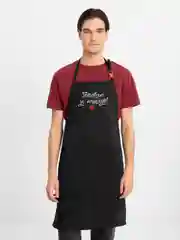 Бежевый фартук мужской, кухонный, с вышивкой