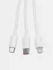 Кабель 3 в 1 USB - Micro USB /Type-c /Lightning white